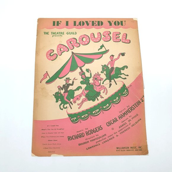 If I Loved You Carousel Vintage Sheet Music Theater Guild Rodgers Hammerstein - Picture 1 of 5